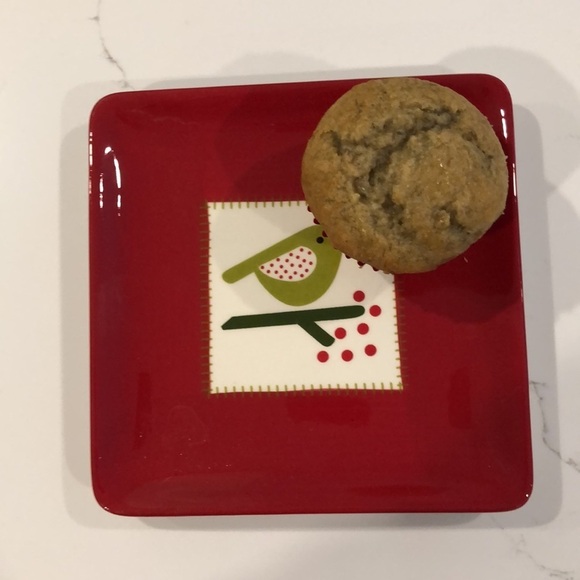 🎄Tag decorative appetizer, dessert, salad, plate, holidays red square  bird EUC - Picture 3 of 6